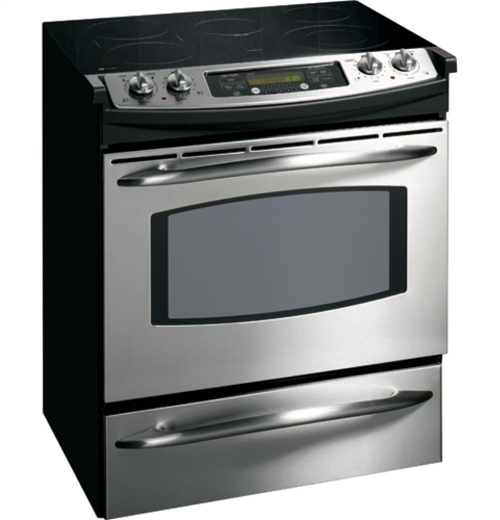 General Electric JS905SKSS 30" Slide-in Electric Range with 5 Radiant