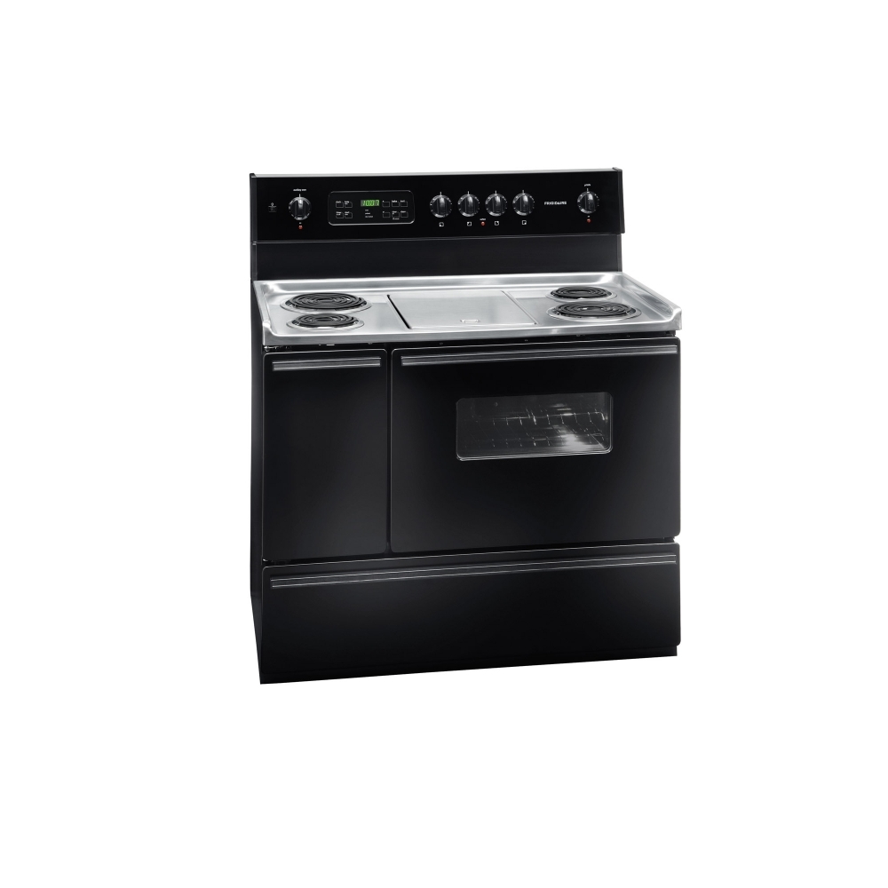 Frigidaire FFEF4017LB 40 Freestanding Electric Range with 4 Coil Elements,  Center Griddle, 3.7 cu. ft. Main Oven Capacity, Even Bake Technology,  Fits-More Side Oven and Store-More Storage Drawer