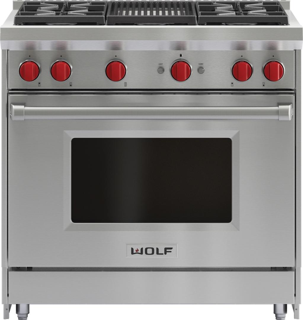 Wolf GR364C 36 Inch Pro-Style Gas Range with 4 Burners and ...